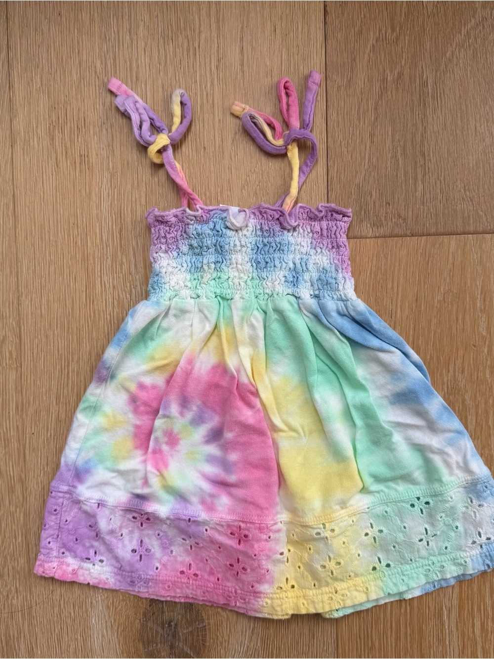 Splendid Eyelet Pastel Tie-Dye Baby Sundress - Pink, Purple, Blue, Yellow, Green